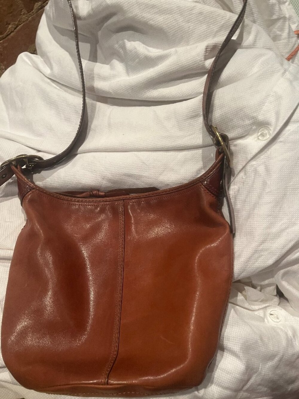 Vintage Authentic Leather Bucket Bag Brown